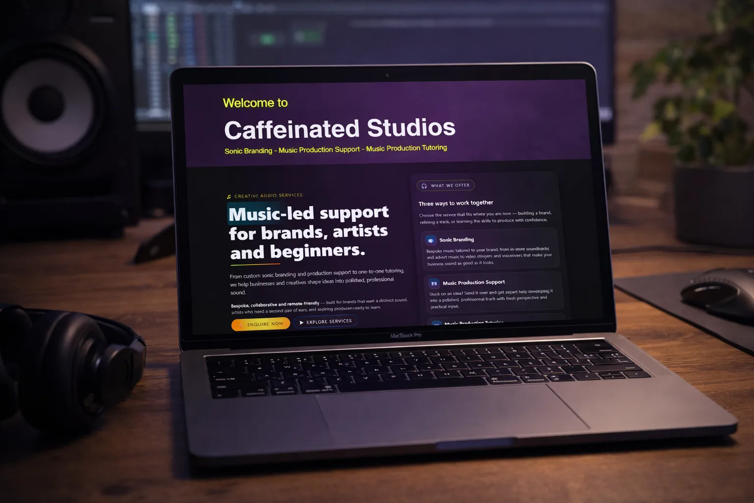 Screenshot of the Caffeinated Studios website